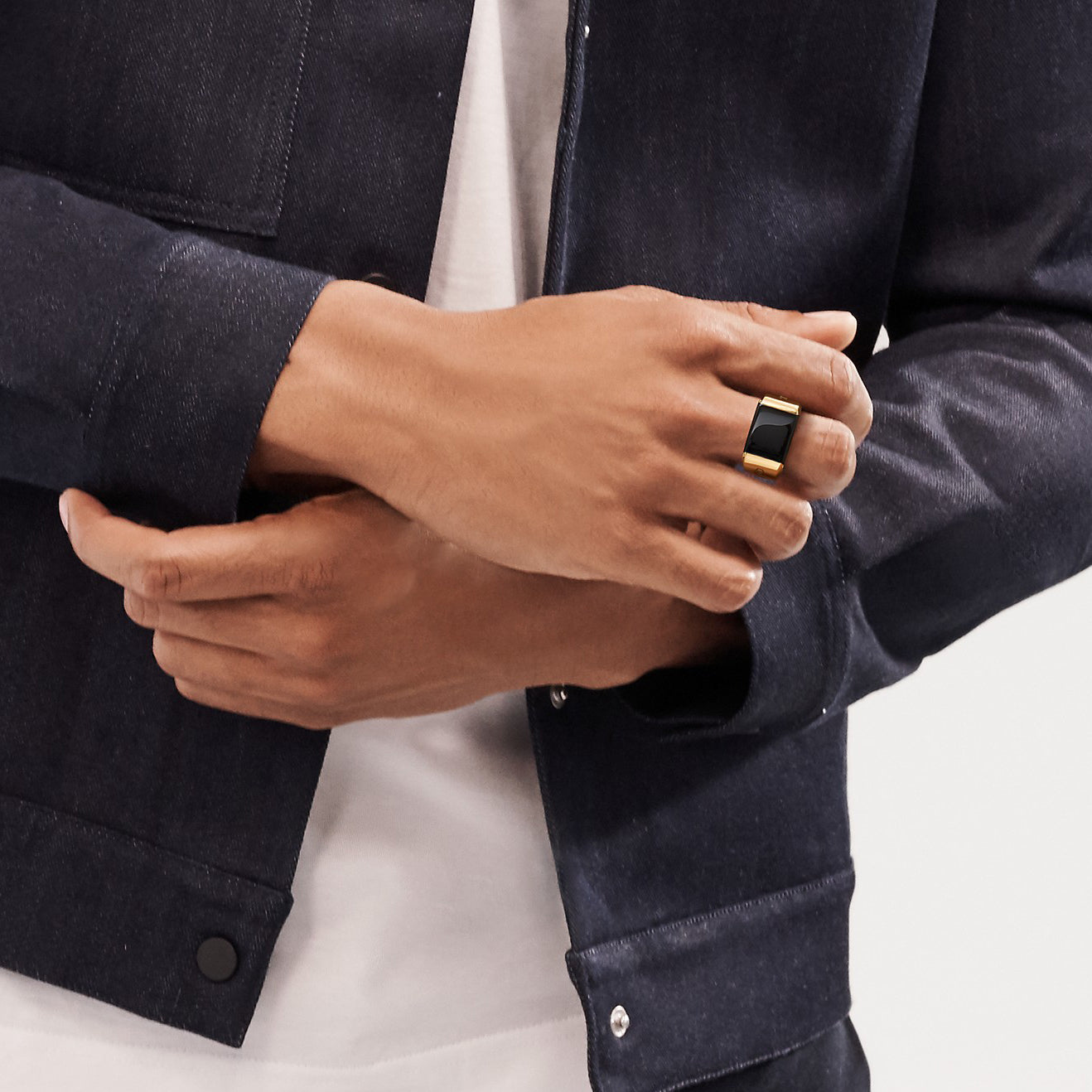 TIF65452390 black agate letter ring