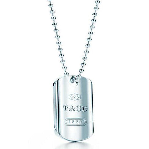 TIF73183813 light gold letter men's tag pendant