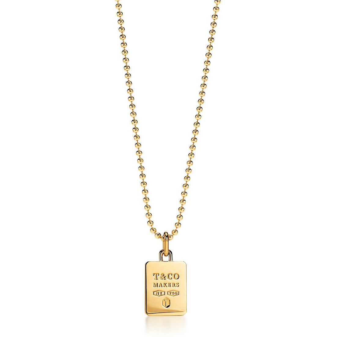 TIF75025733 men's letter light gold tag pendant