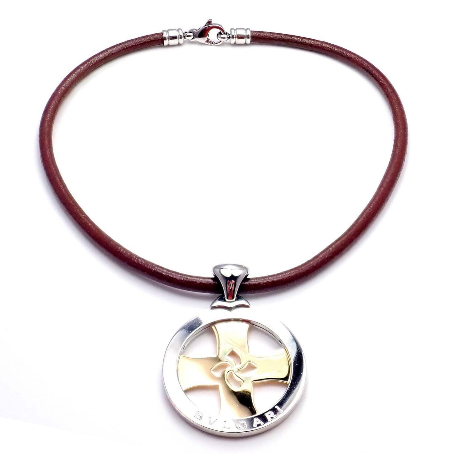 BGL-CL85124 cross light gold hollow color round black rope pendant