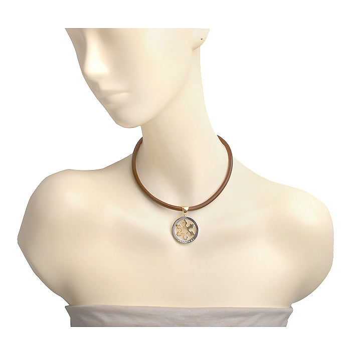 BGL-CL96593 light gold snowflake color round pendant