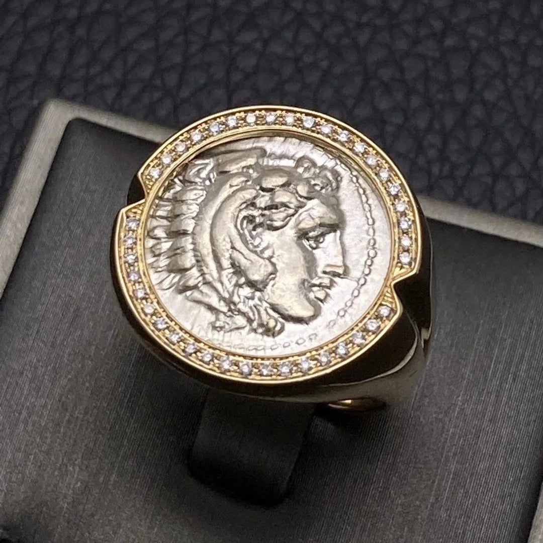 BGL-AN822335 stone ring surrounded by ancient coins