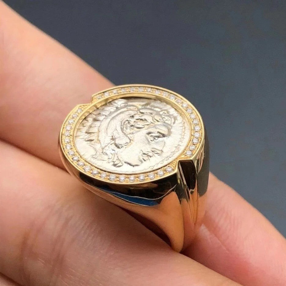 BGL-AN822335 stone ring surrounded by ancient coins