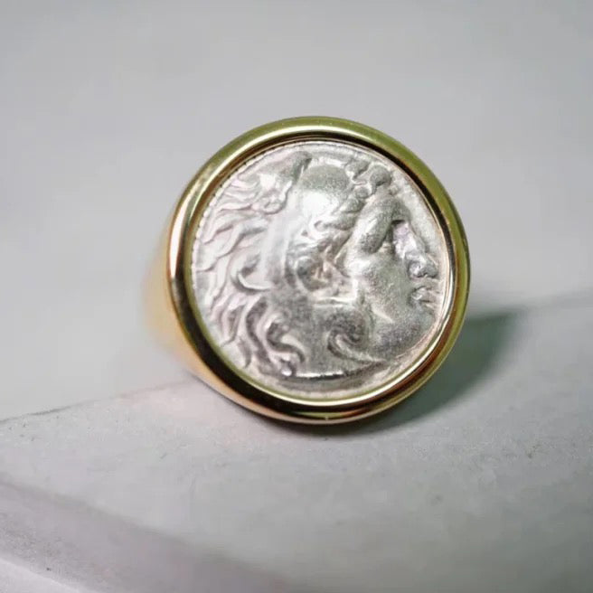 BGL-AN324195 ancient coin bezel set ring
