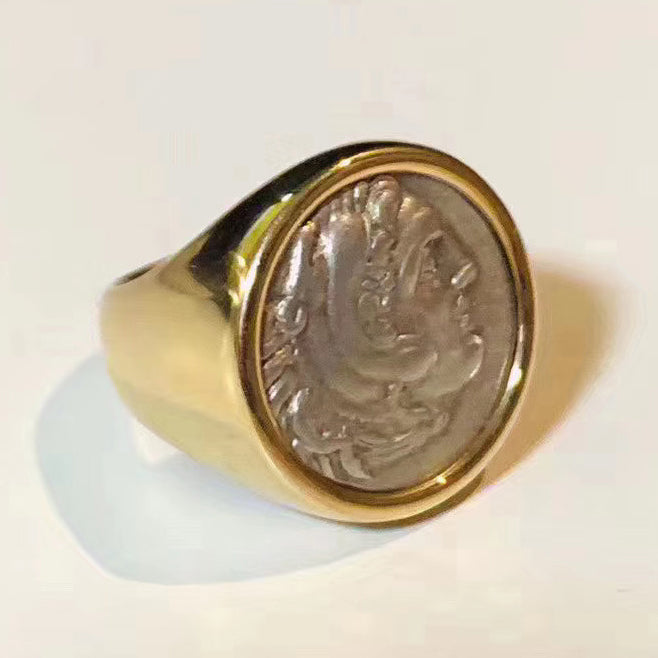 BGL-AN324195 ancient coin bezel set ring