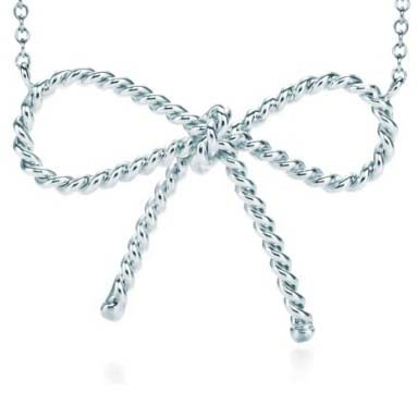 TIF5700642 light gold twisted rope bow tie chain pendant