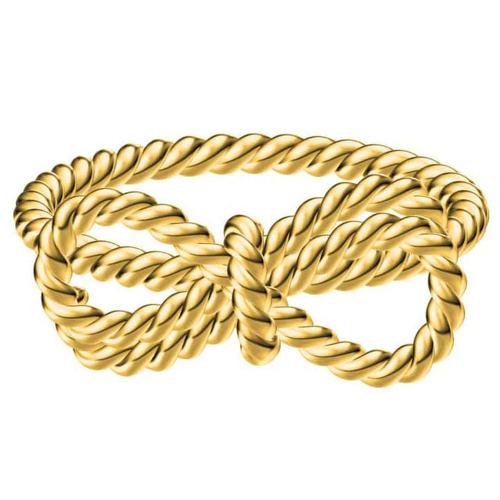 TIF83220190 light gold twisted rope bow ring