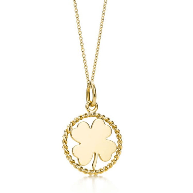 TIF62603938 light gold twisted rope four-leaf clover pendant