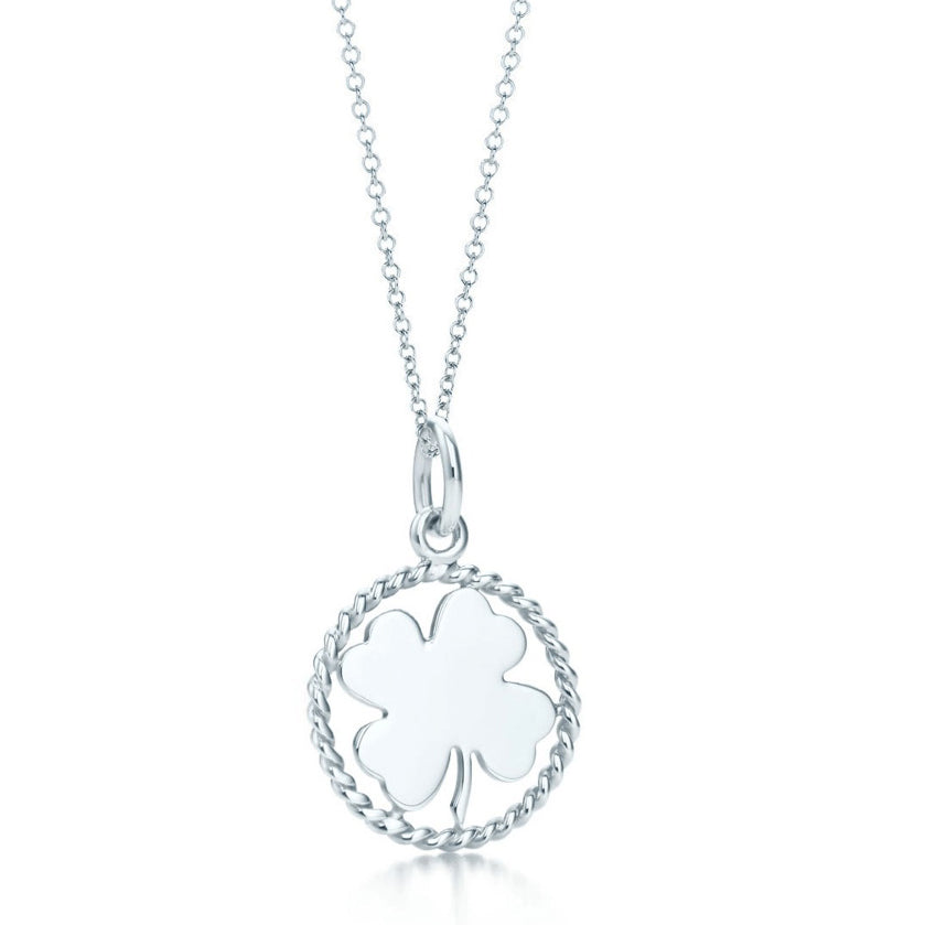 TIF62603938 light gold twisted rope four-leaf clover pendant