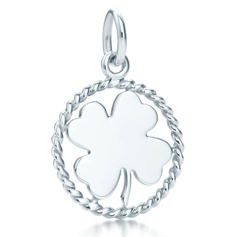 TIF62603938 light gold twisted rope four-leaf clover pendant