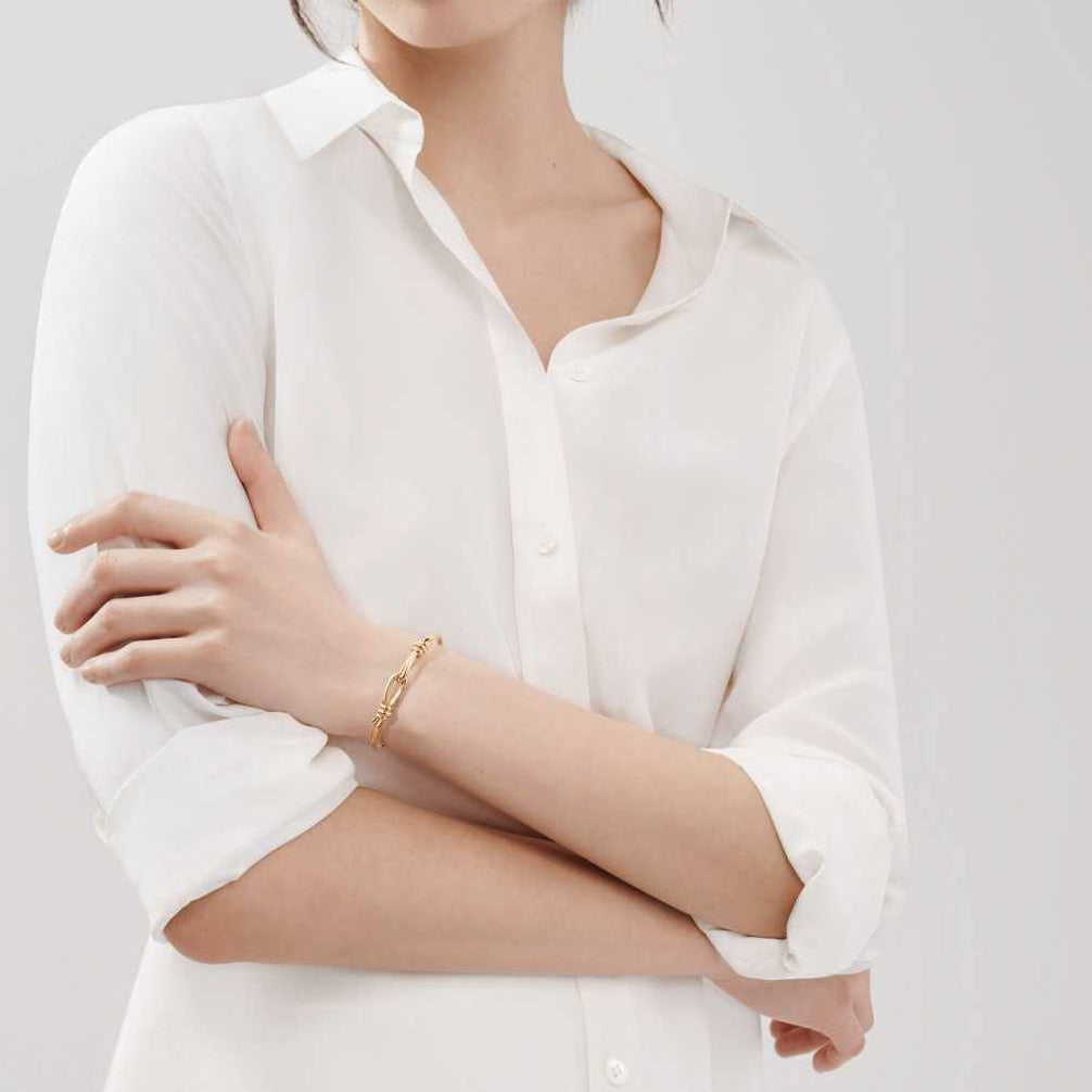 TIF21508321 light gold twisted rope buckle bracelet