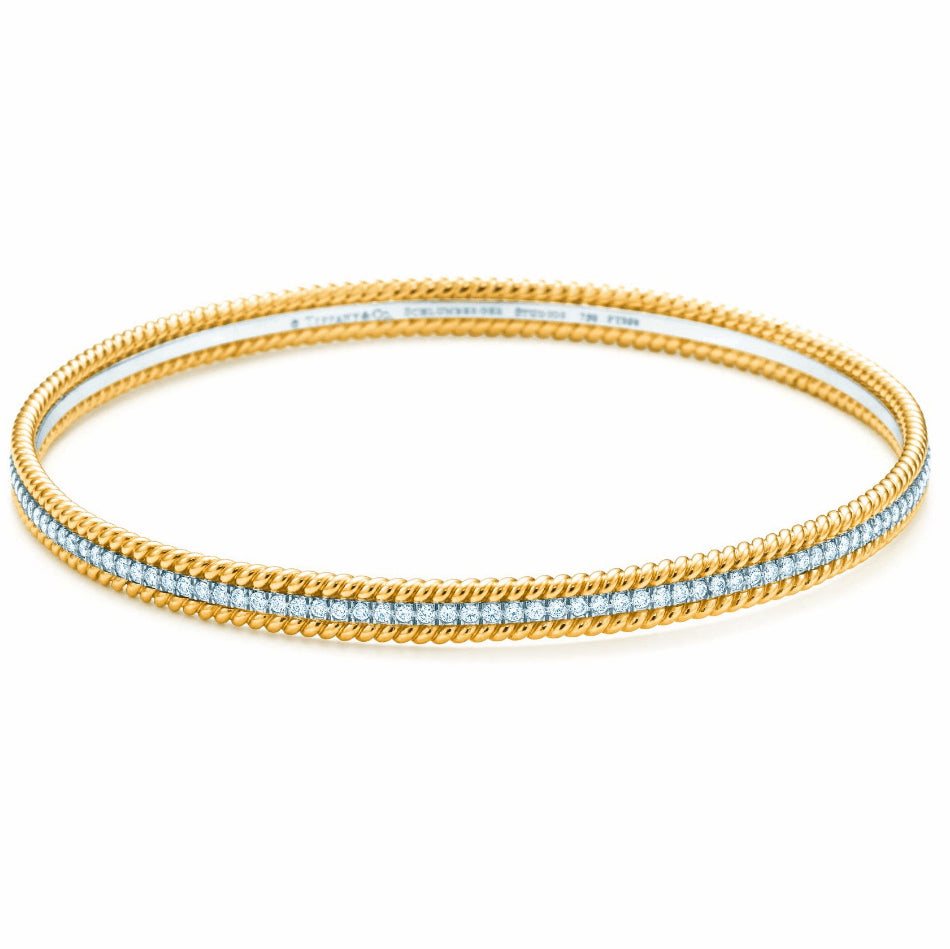 TIF40502101 double-thread twisted rope bracelet set with stones in the middle