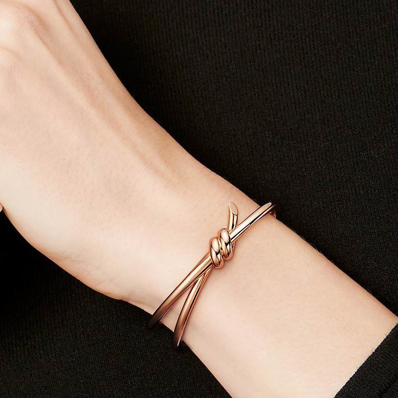 TIF70152487 light gold double circle twisted rope bracelet