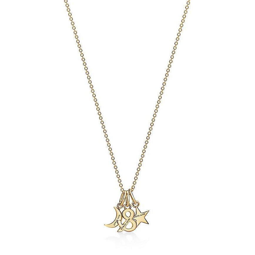 TIF58569607 Light Gold Moon & Star Pendant