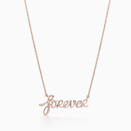 TIF22822373 light gold forever letter chain pendant