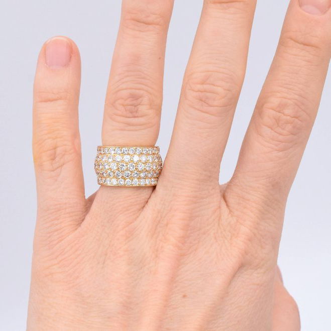 KDY-N4029100 full diamond straight wide ring