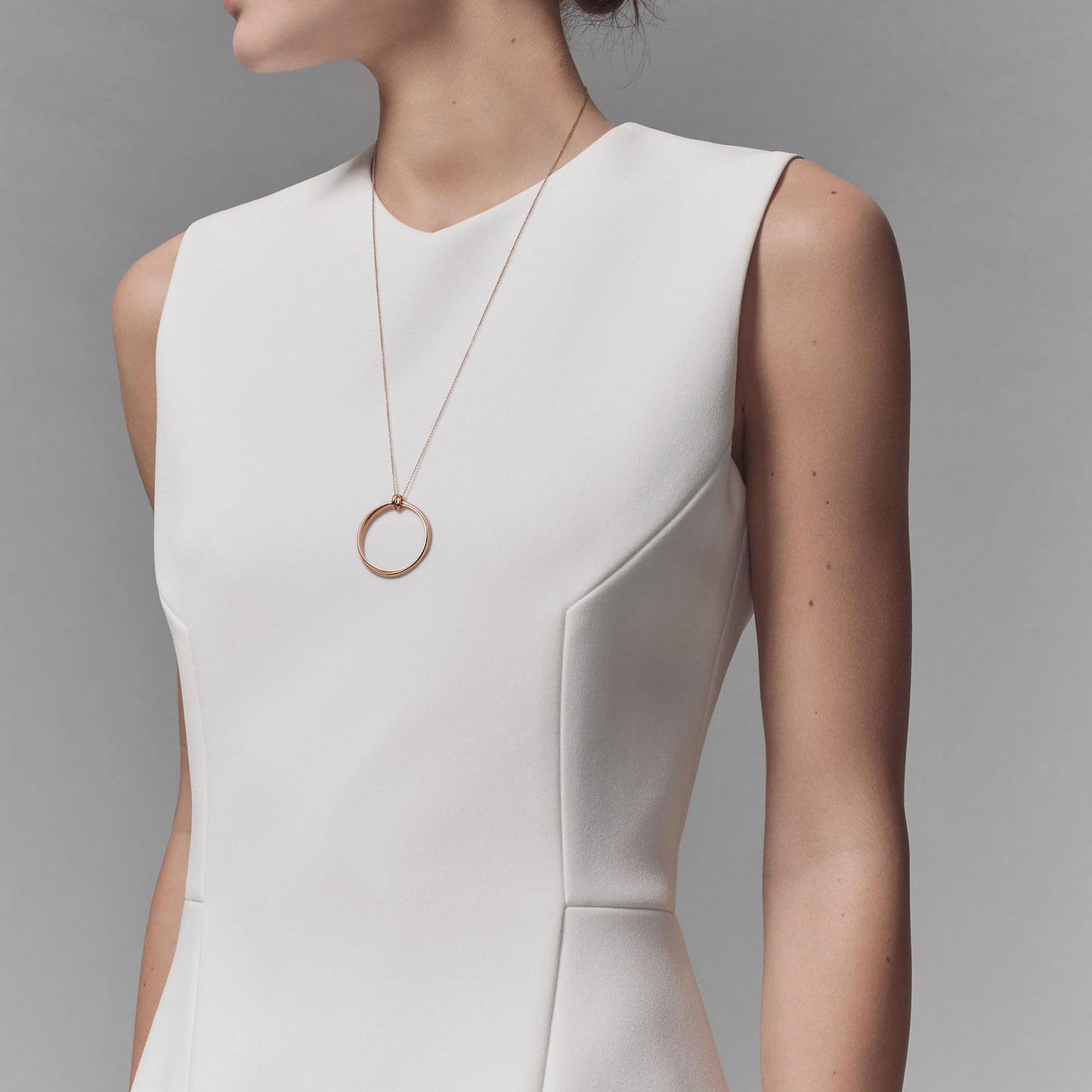 TIF55721963 light gold large double ring pendant