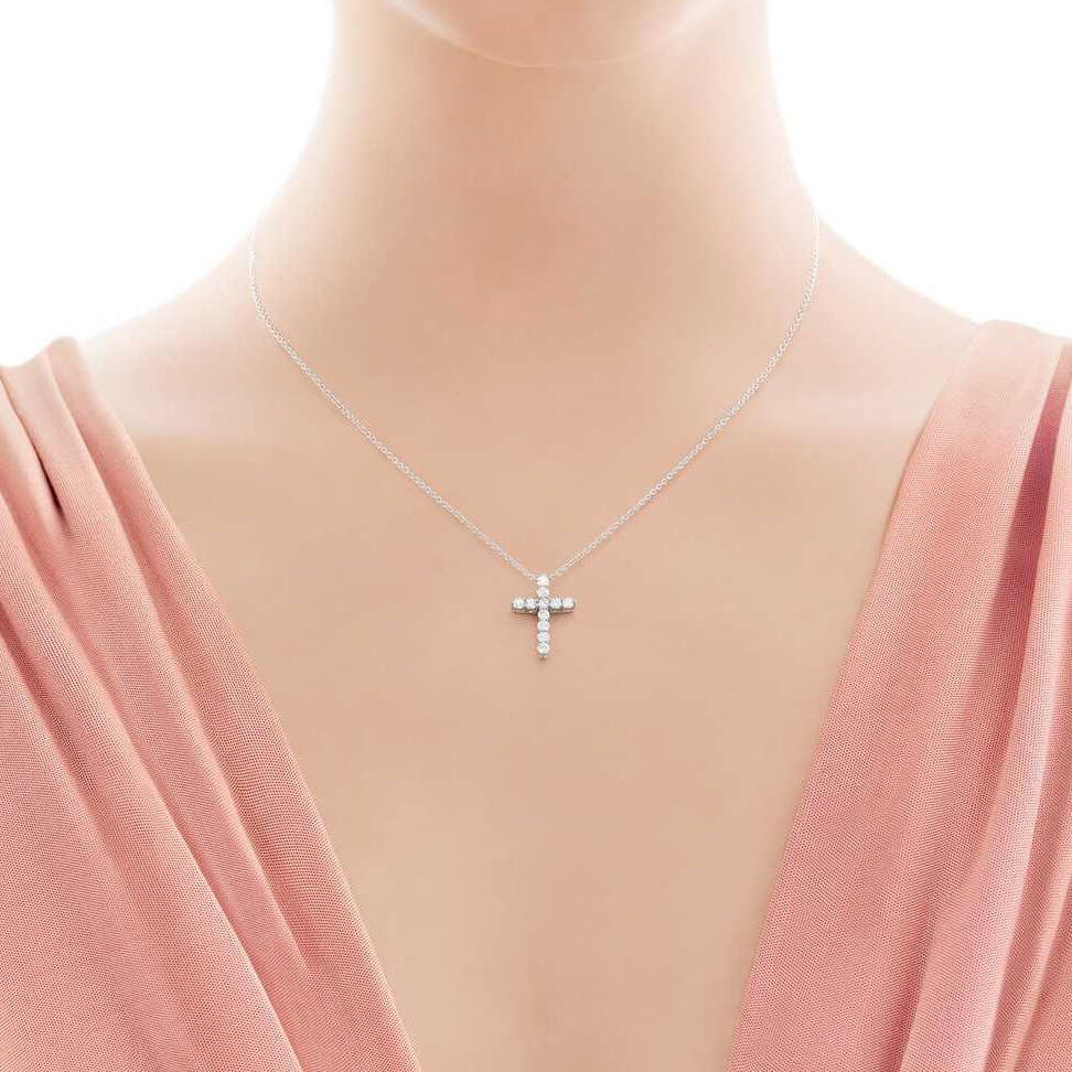 TIF60007469 small full diamond cross pendant