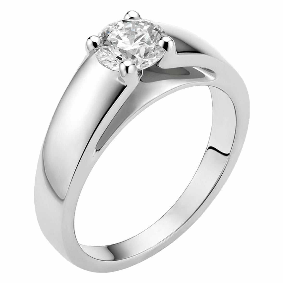 BGL-AN852740 crossed four-prong light gold straight arm diamond ring