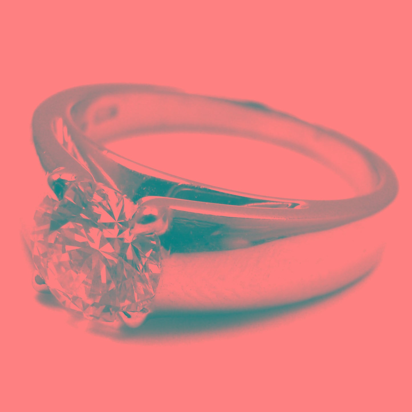 BGL-AN852740 crossed four-prong light gold straight arm diamond ring
