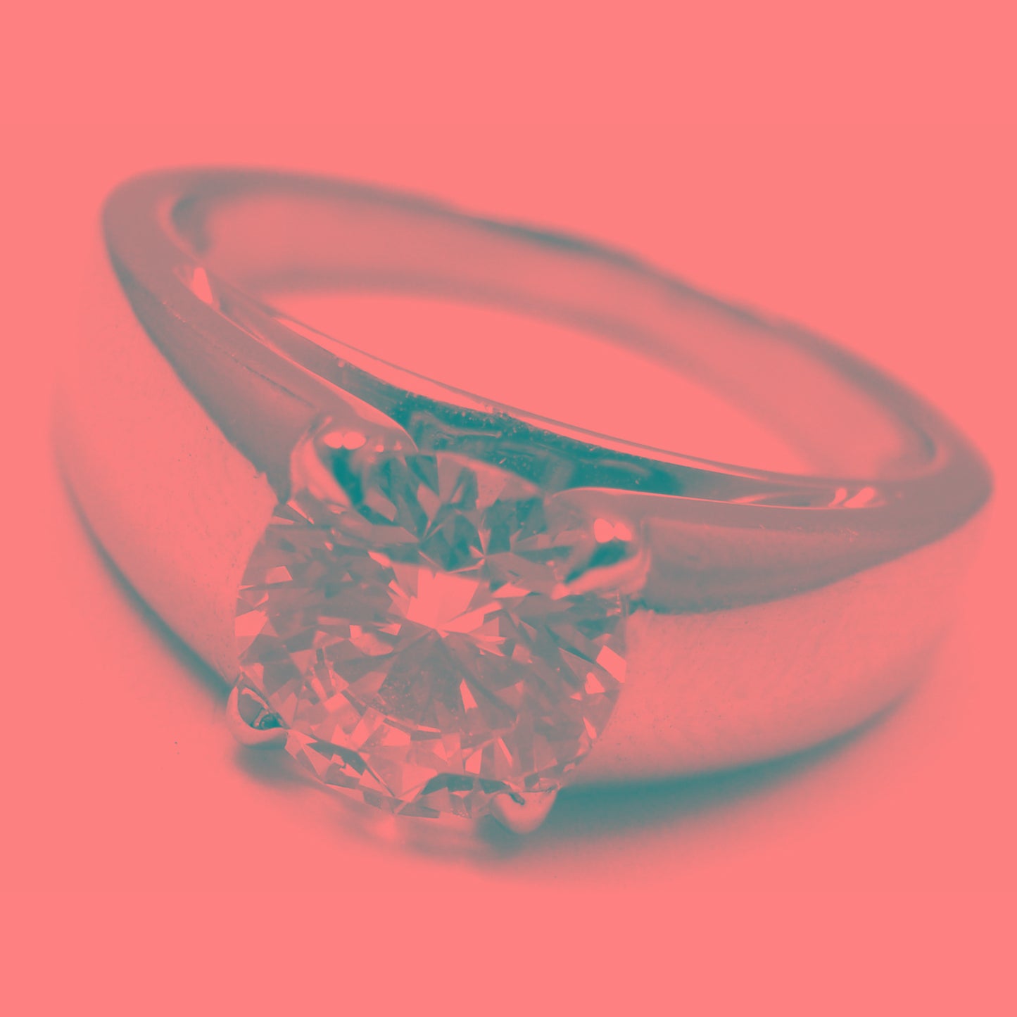 BGL-AN852740 crossed four-prong light gold straight arm diamond ring
