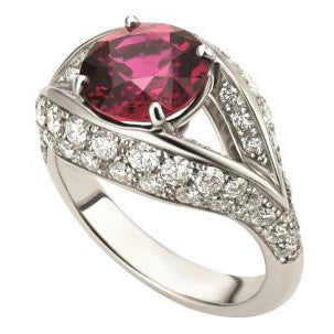 BGL-AN453684 ruby ring, ruby, crossed four claws