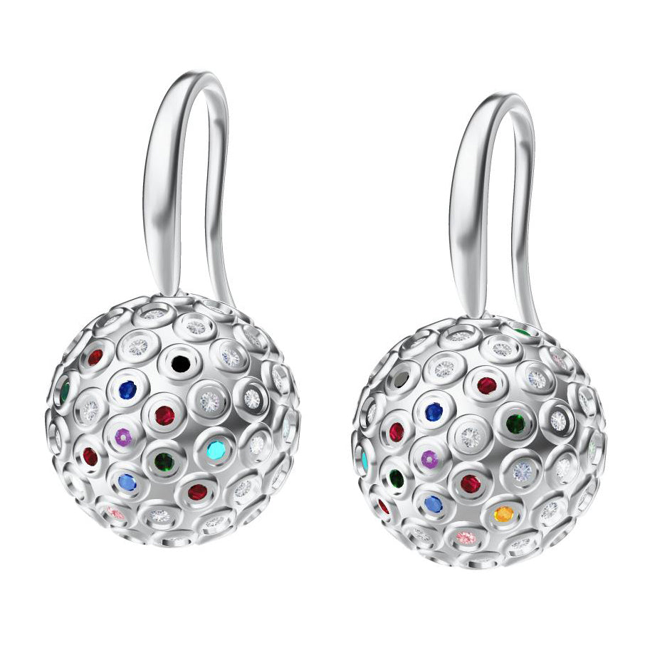 TIF12160309 spherical bezel-set diamond ear hooks