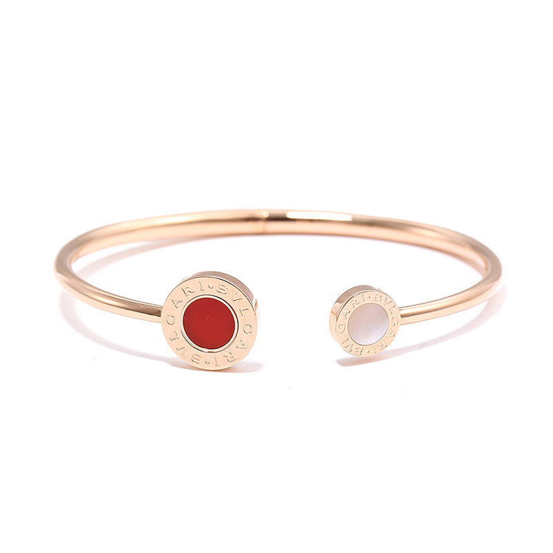 BGL-BR858280 round shell agate open bracelet