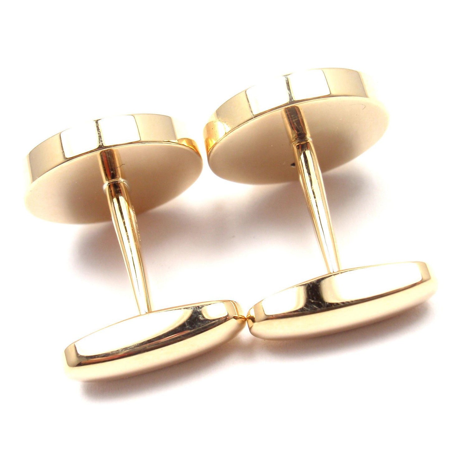 BGL-GM458003 glossy gold white shell round cufflinks