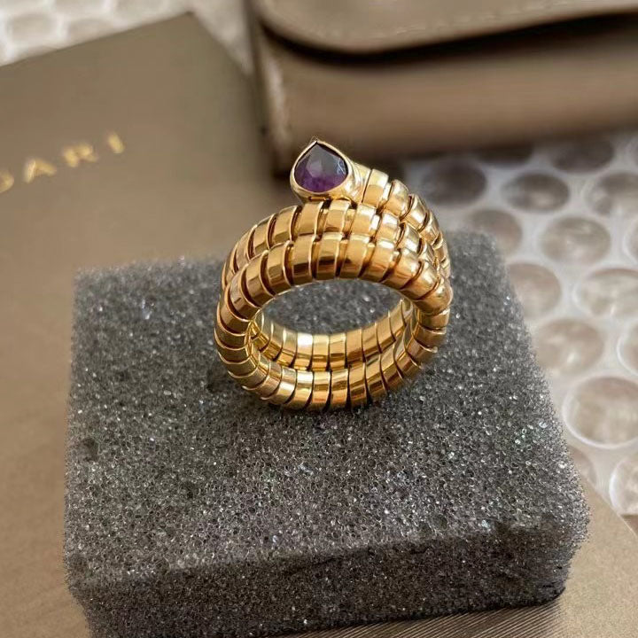 BGL-AN645687 pear-shaped diamond braided snake body roll ring