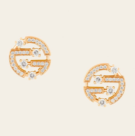MR-AVEN-E9 Round Maze Diamond Stud Earrings