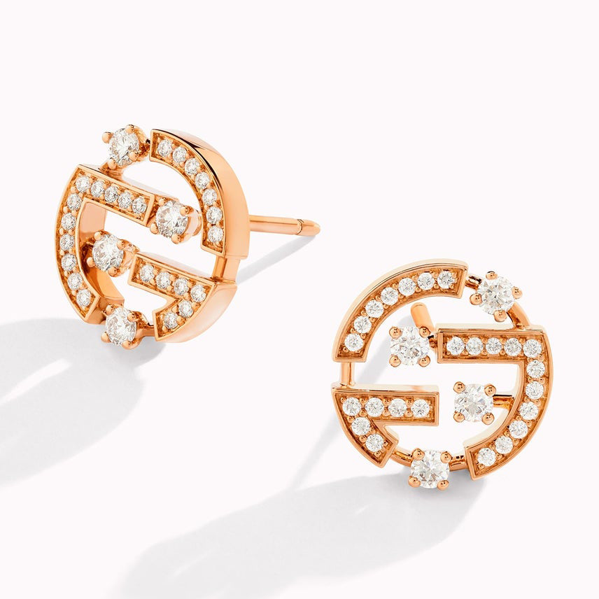 MR-AVEN-E9 Round Maze Diamond Stud Earrings