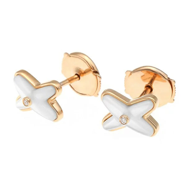 SM-083469 Crossed White Shell Earrings