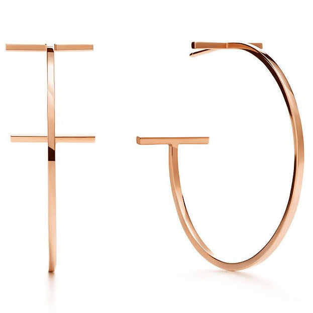 TIF87702982 light gold large T-shaped coil earrings