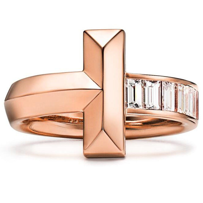 TIF2362236 double layer T-shaped wide step square diamond ring 14#