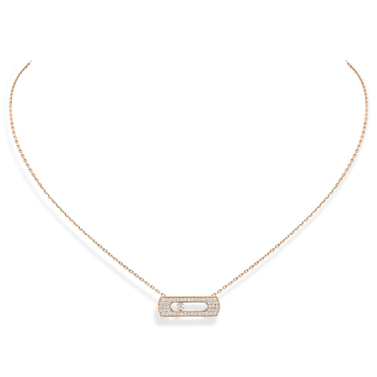 MSK-05635 full diamond movable chain pendant necklace