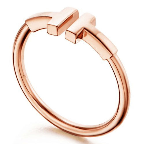 TIF39841516 light gold coil double T-shaped open ring 10.5#