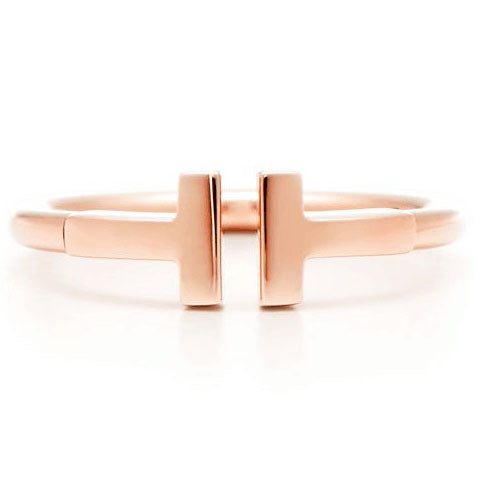 TIF39841516 light gold coil double T-shaped open ring 10.5#