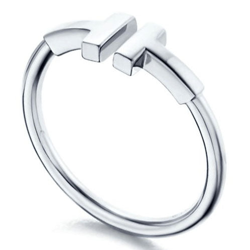 TIF39841516 light gold coil double T-shaped open ring 10.5#