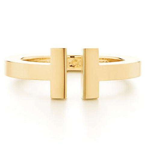 TIF32238828 Light gold square double T-shaped open ring 15#