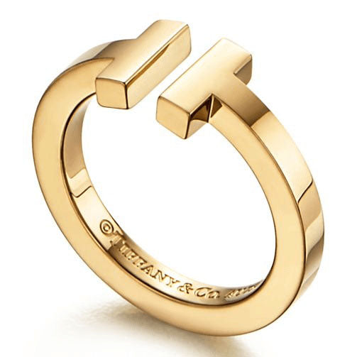 TIF32238828 Light gold square double T-shaped open ring 15#