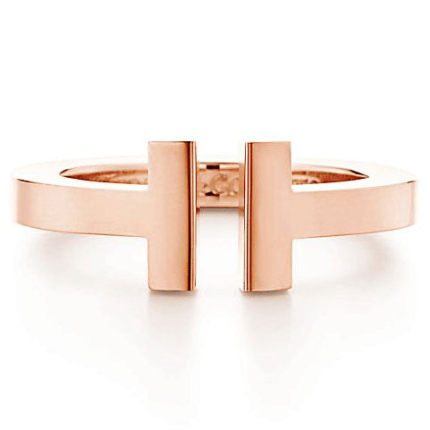 TIF32238828 Light gold square double T-shaped open ring 15#
