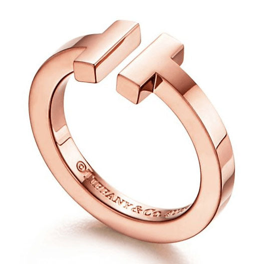 TIF32238828 Light gold square double T-shaped open ring 15#