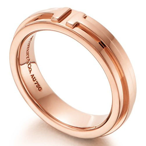 TIF8213603 light gold narrow version T-shaped ring 14#