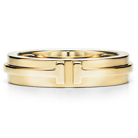 TIF8213603 light gold narrow version T-shaped ring 14#