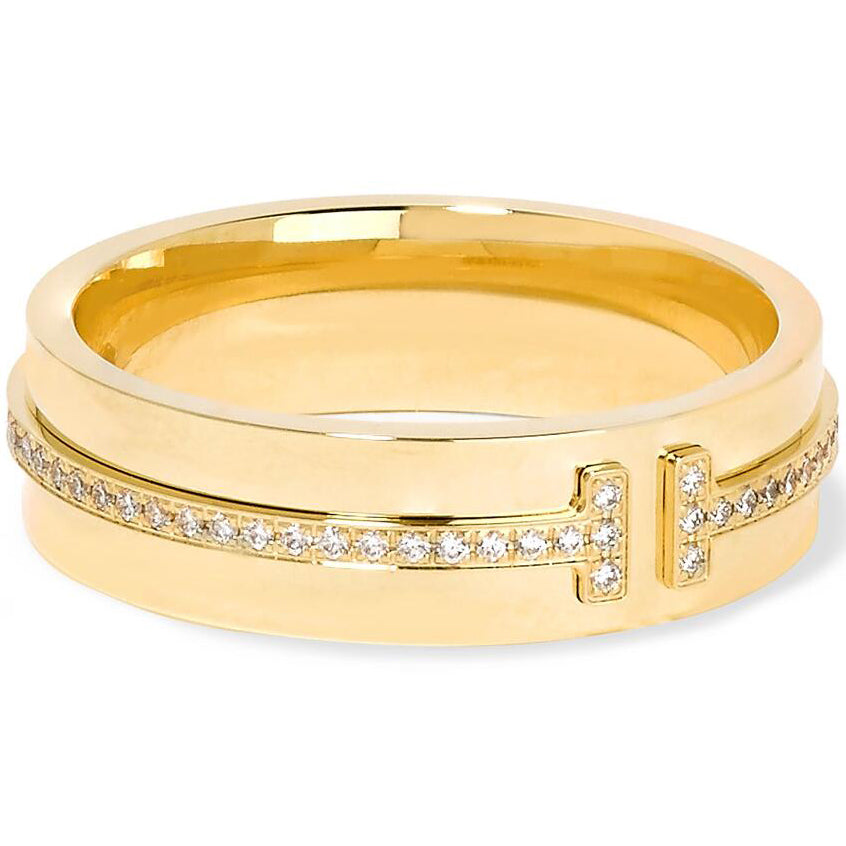 TIF46026734 wide diamond T-shaped ring 14#
