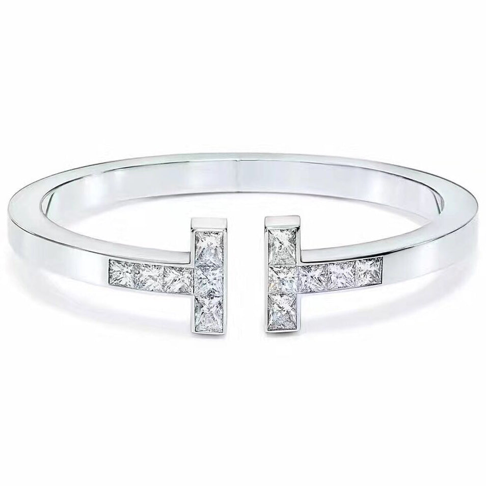 TIF24034990 Double-ended T-shaped diamond square bracelet 16#