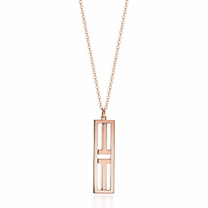 TIF47251436 guest version light gold double T-shaped hollow vertical pendant