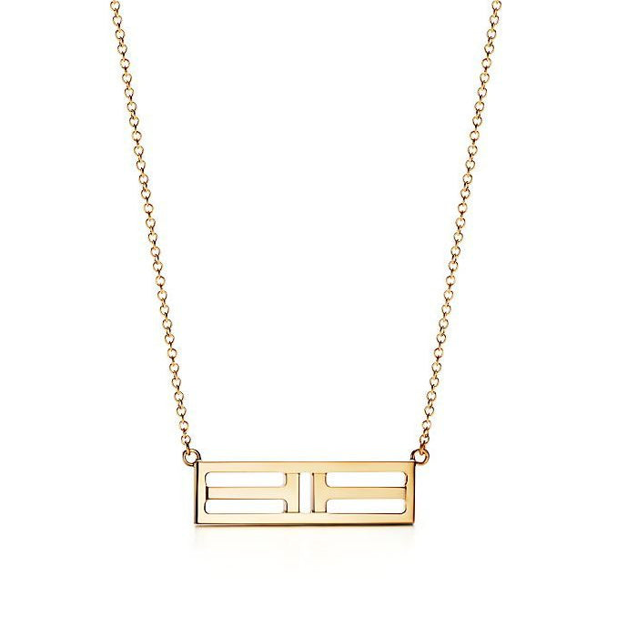 TIF30493360 guest version light gold double T-shaped hollow horizontal chain pendant