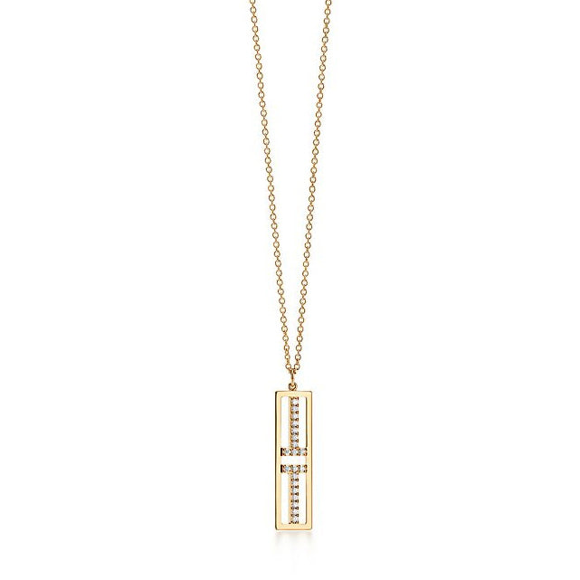 TIF53051018 guest version vertical hollow diamond T-shaped pendant